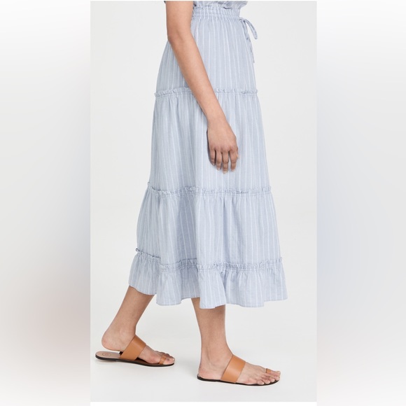 Brand new condition!! Striped ruffle tiered maxi skirt high waisted a-line cut - Picture 2 of 7